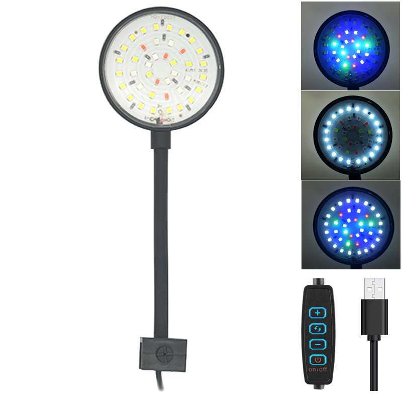 Aquarium Plant Design - USB Aquarium LED โคมไฟถังปลาตกแต่งพืชน้ําหลายโหมดหรี่แสงได้ความสว่างเต็มสเปกตรัม Mini Clip
