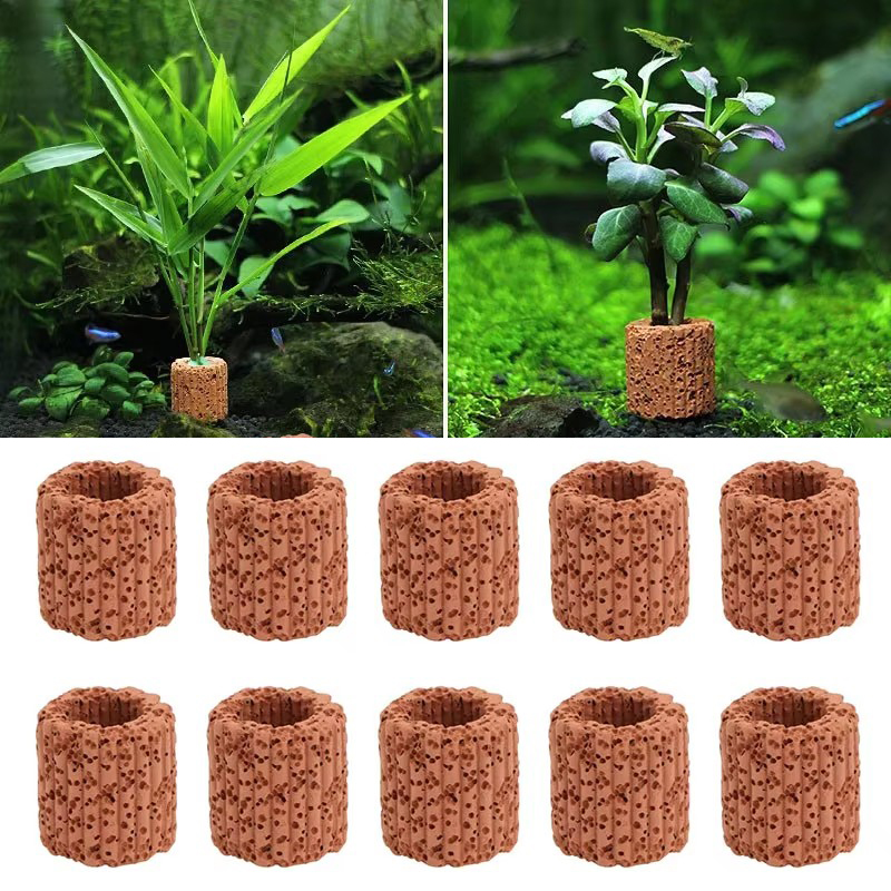 Aquarium Plant Design - พืชน้ําแหวนคงที่สําหรับพิพิธภัณฑ์สัตว์น้ําภูมิทัศน์เซรามิคน้ําหม้อแหวนเครื่องมือตกแต่งอุปกรณ์เสริมถังปลา
