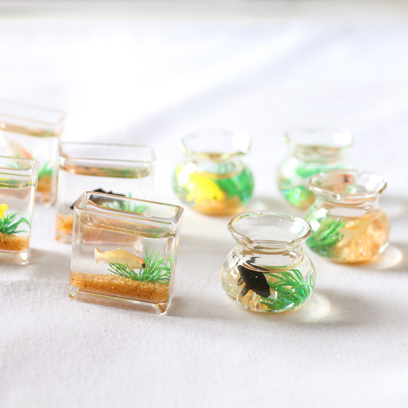Planted Aquarium Photos - บ้านตุ๊กตาขนาดเล็ก1ชิ้น1:12จำลองถังใส่ปลาแก้วสำหรับชามฉากตู้ปลาอุปกรณ์ประกอบฉากบ้านจิ๋วเครื่องประดับของเล่นตกแต่ง