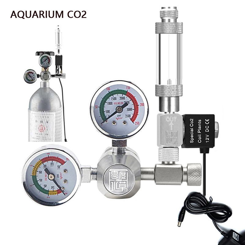Glass Co2 Drop Checker - ชุดควบคุม CO2 สำหรับตู้ปลา AC100-240V พร้อมตัวนับฟอง วาล์วโซลินอยด์